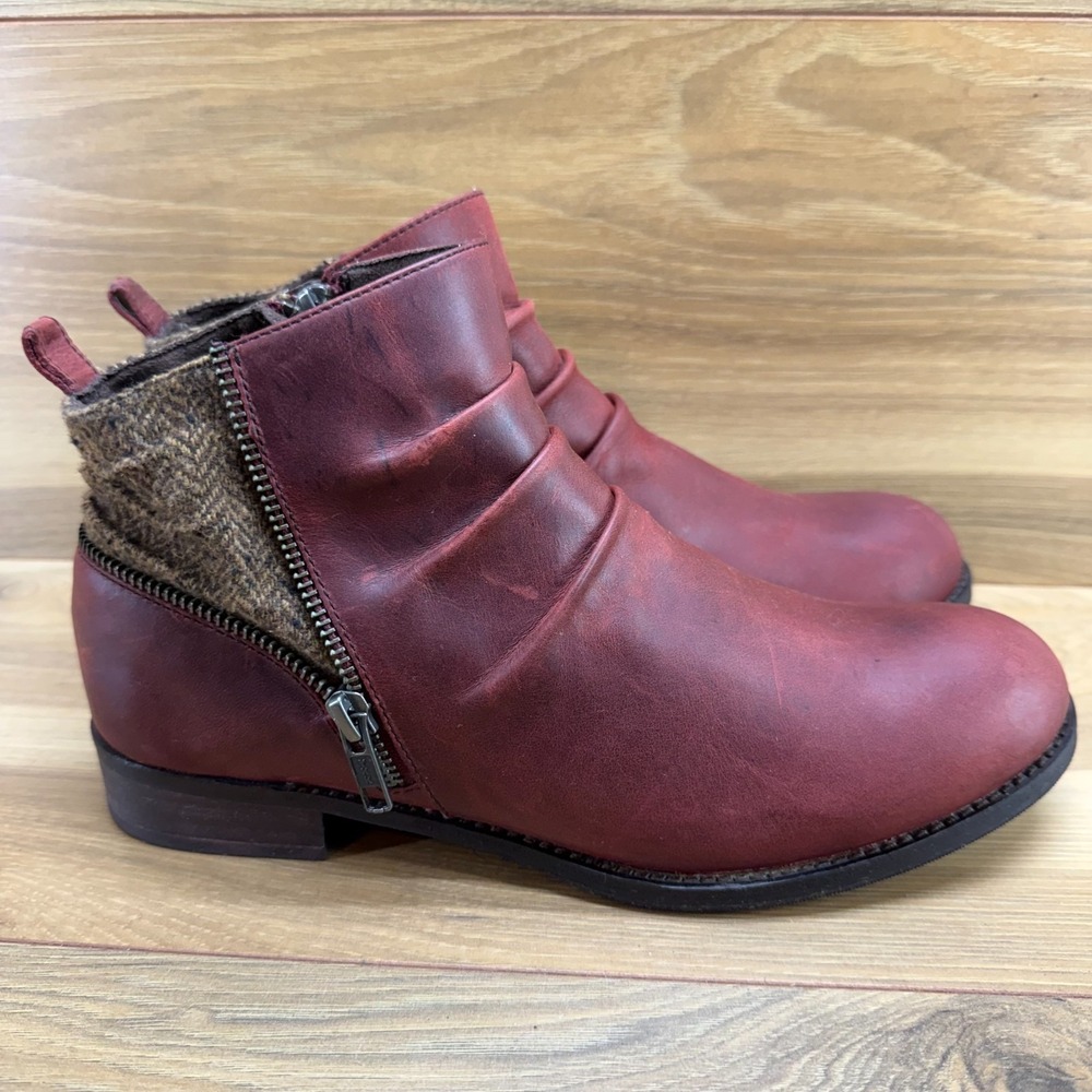 CAT Footwear Kiley Oxblood Red Leather Boots‎ Womens 8.5 Zipper Ankle Booties